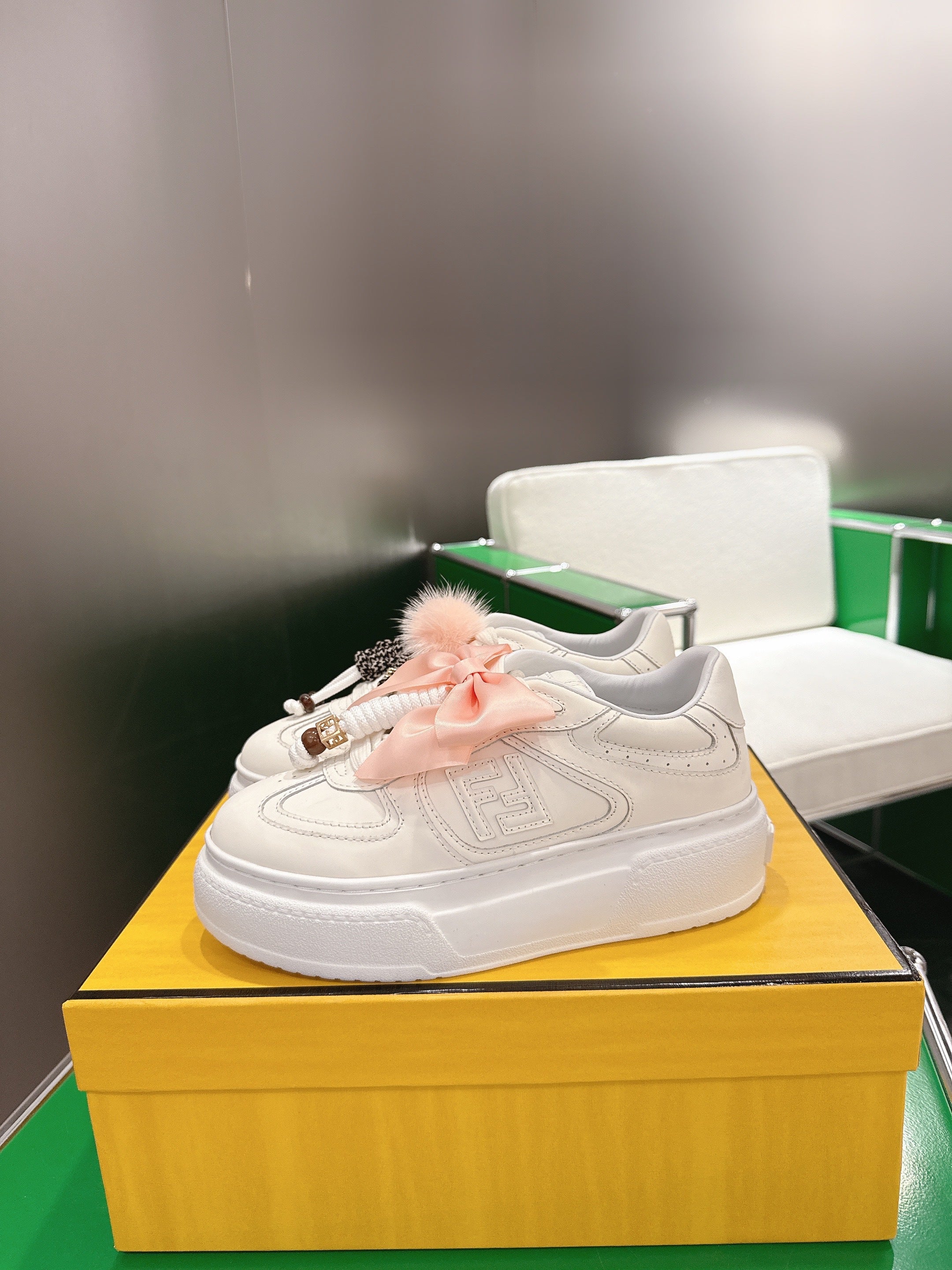 Fendi 2025 Match Platform Sneakers White Leather 562575