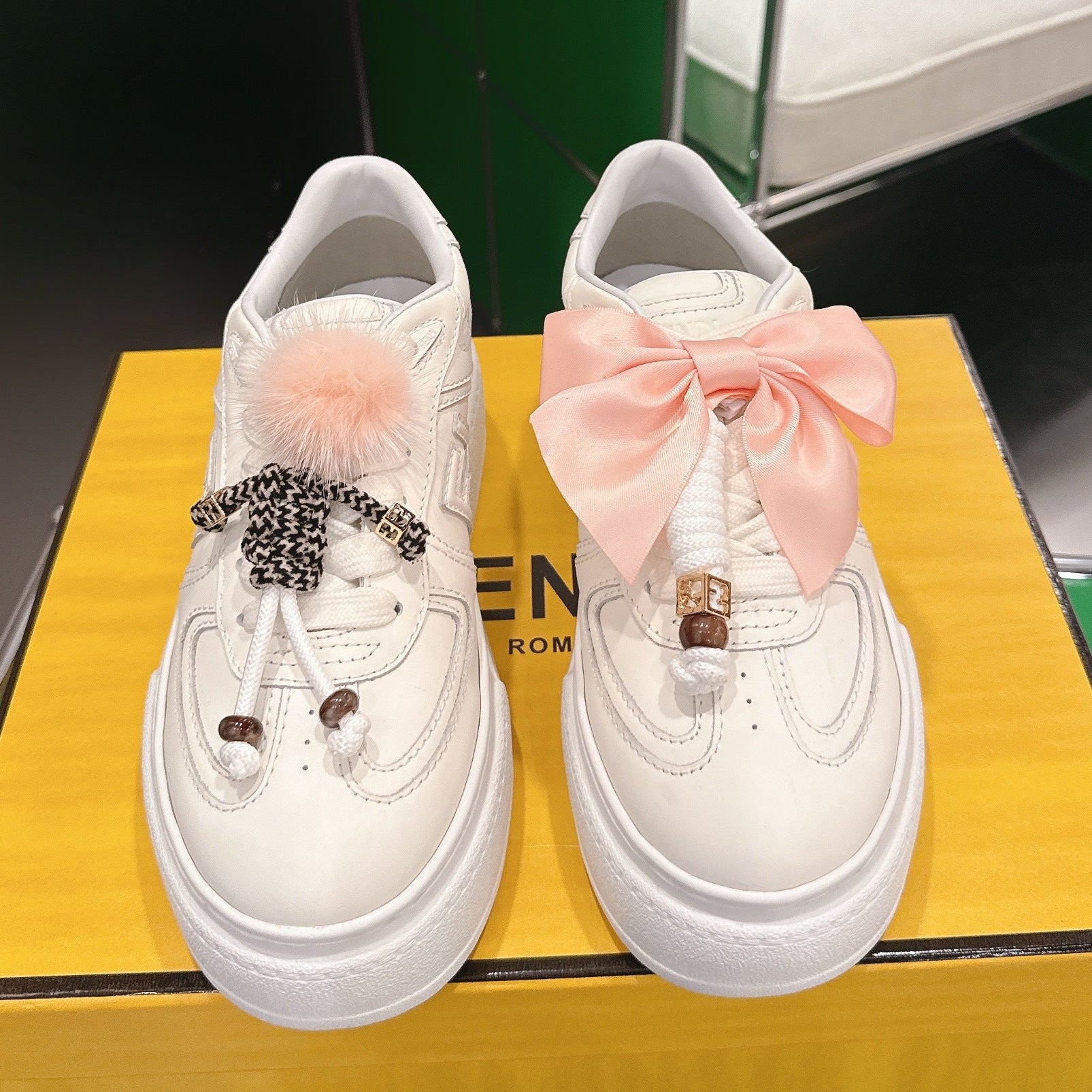 Fendi 2025 Match Platform Sneakers White Leather 562575