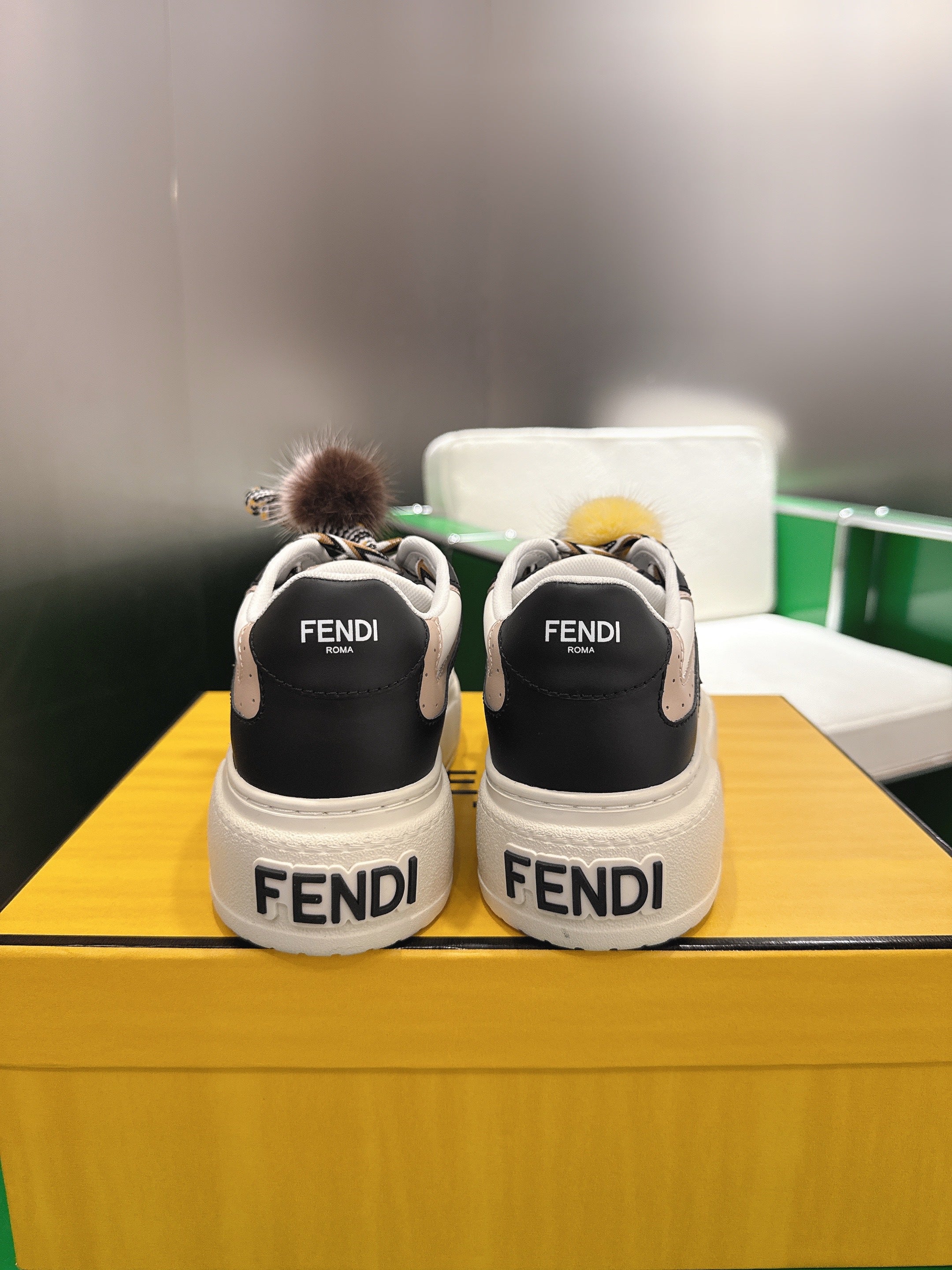 Fendi 2025 Match Platform Sneakers Black Leather 562576