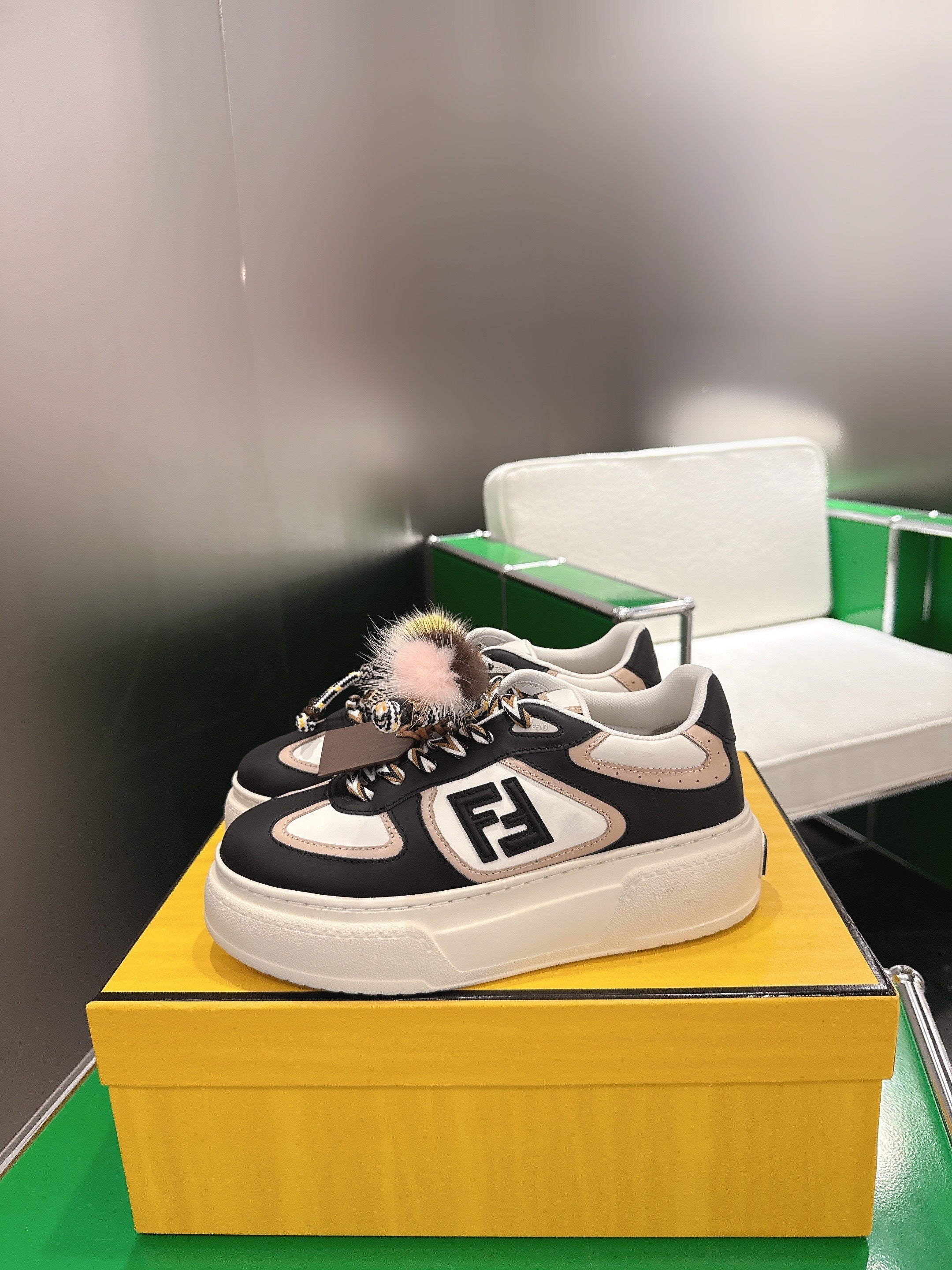 Fendi 2025 Match Platform Sneakers Black Leather 562576