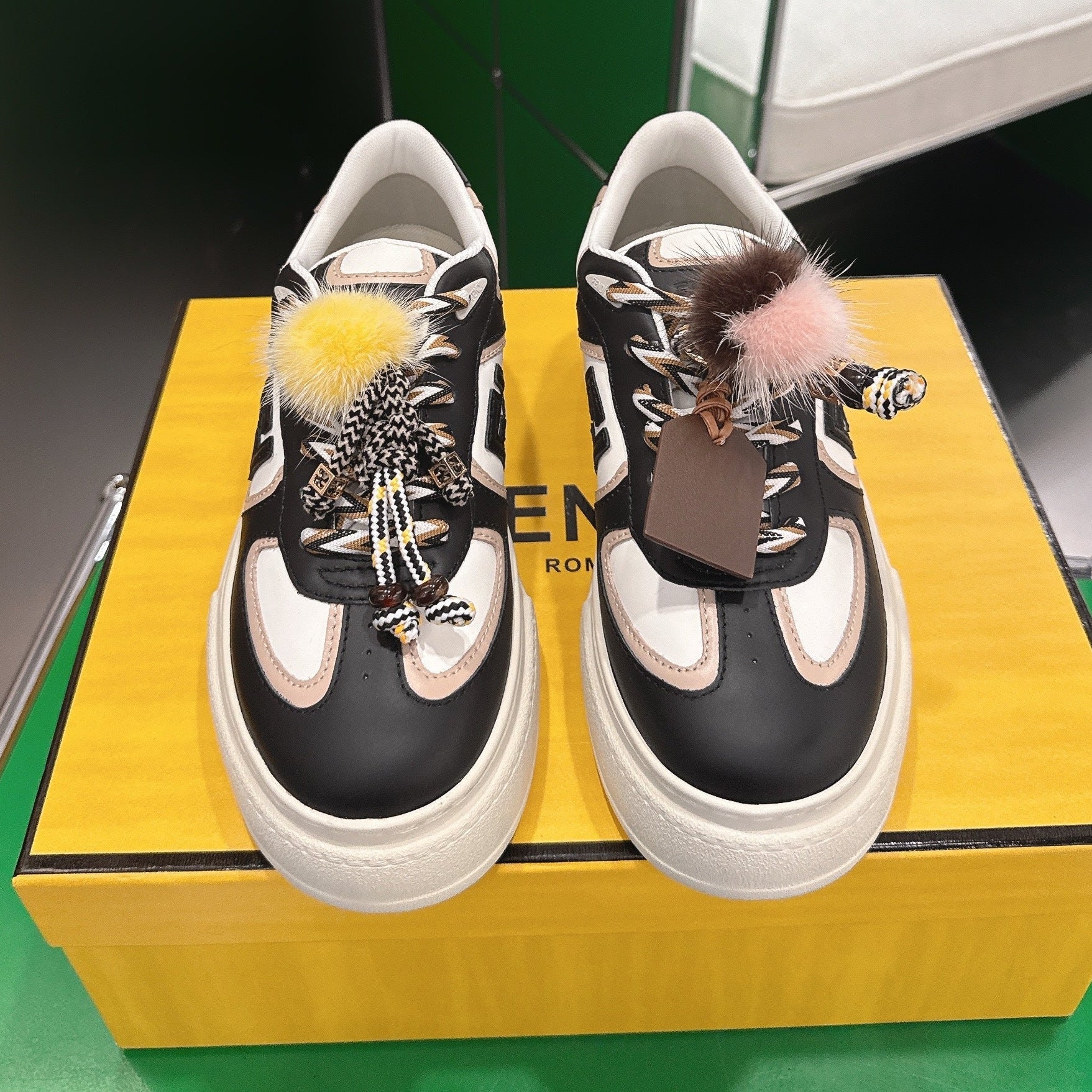 Fendi 2025 Match Platform Sneakers Black Leather 562576