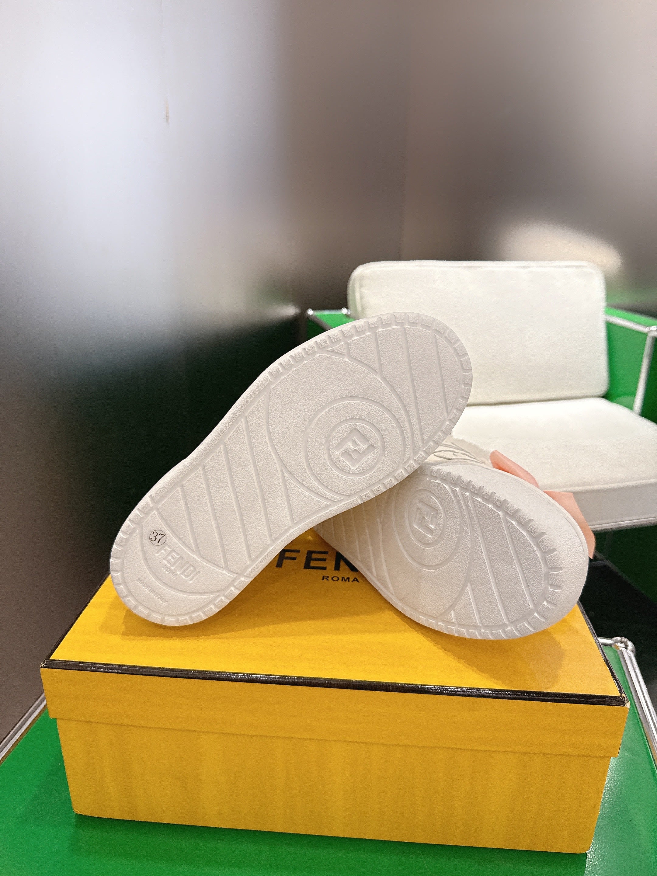 Fendi 2025 Match Platform Sneakers White Leather Wool 562581