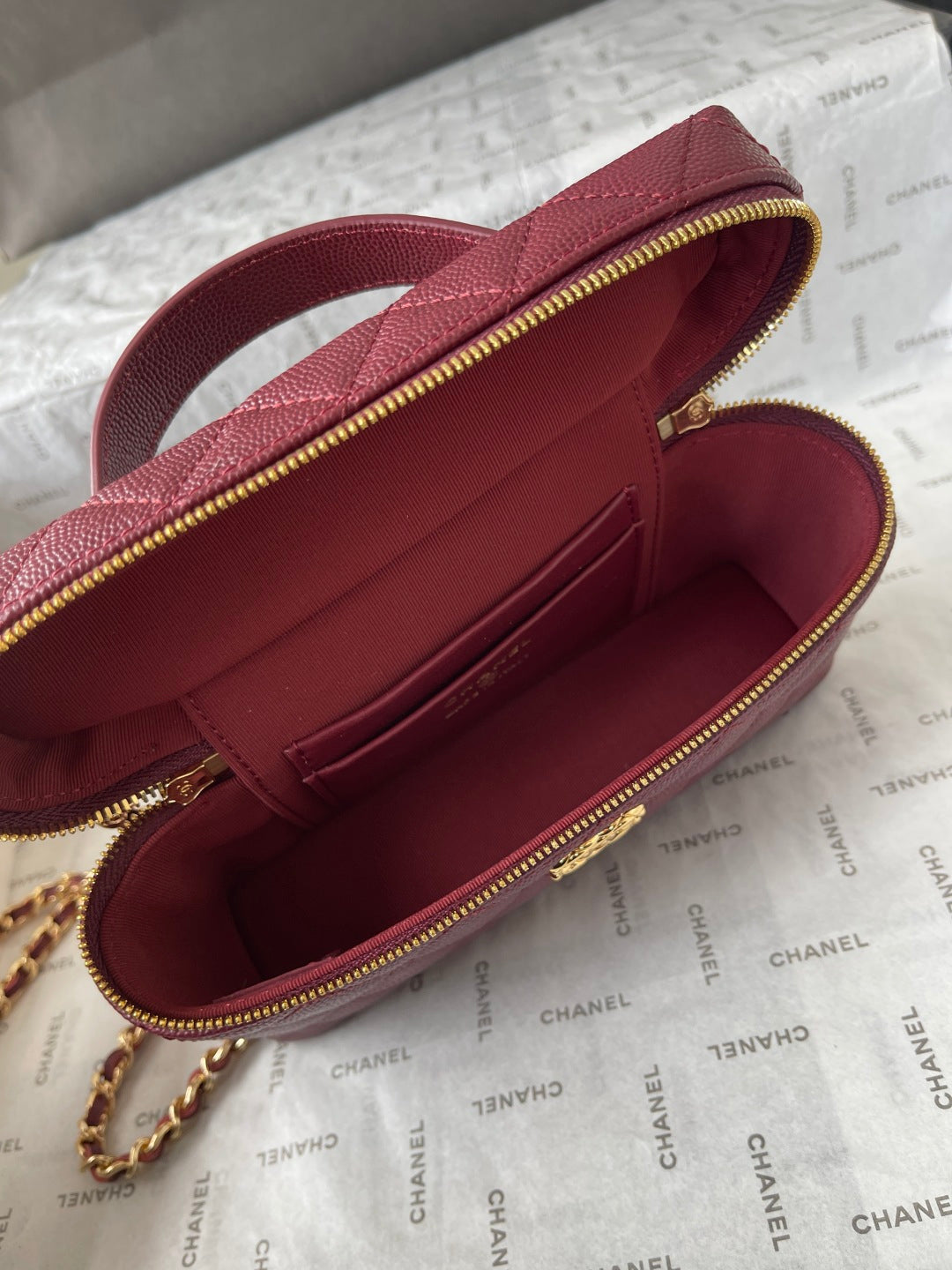 Chanel 2026 Vanity Bag 19.5cm Burgundy Leather