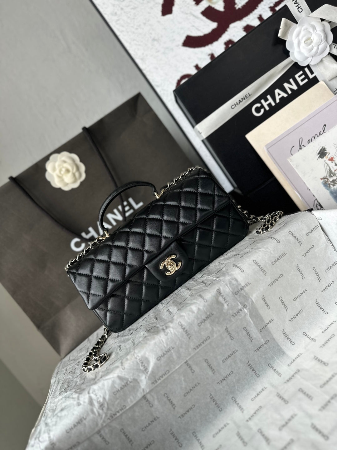 Chanel 2026 Flap Bag with Top Handle 25cm Lambskin