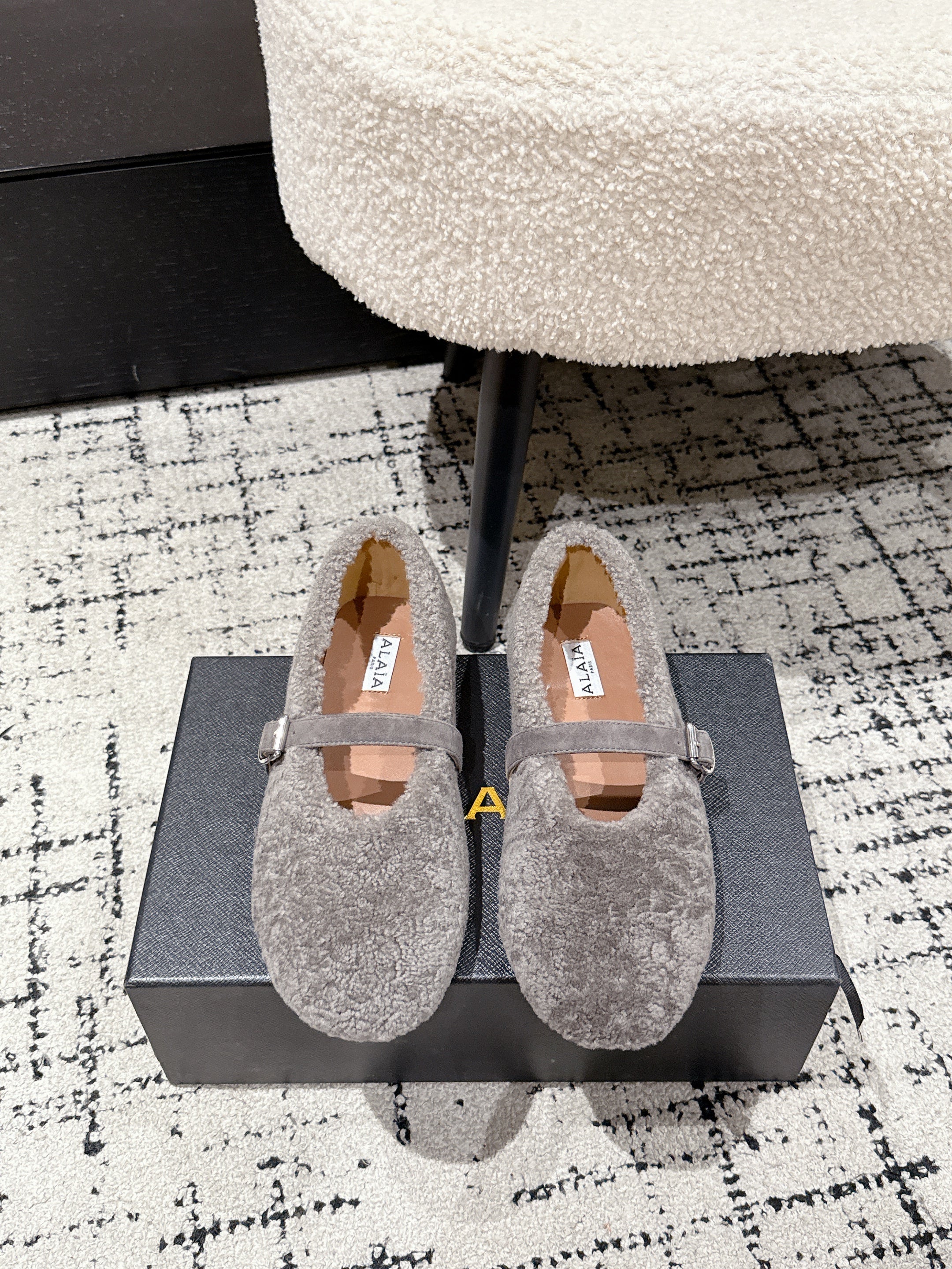 Alaia 2025 Ballet Flat Gray Wool 558646