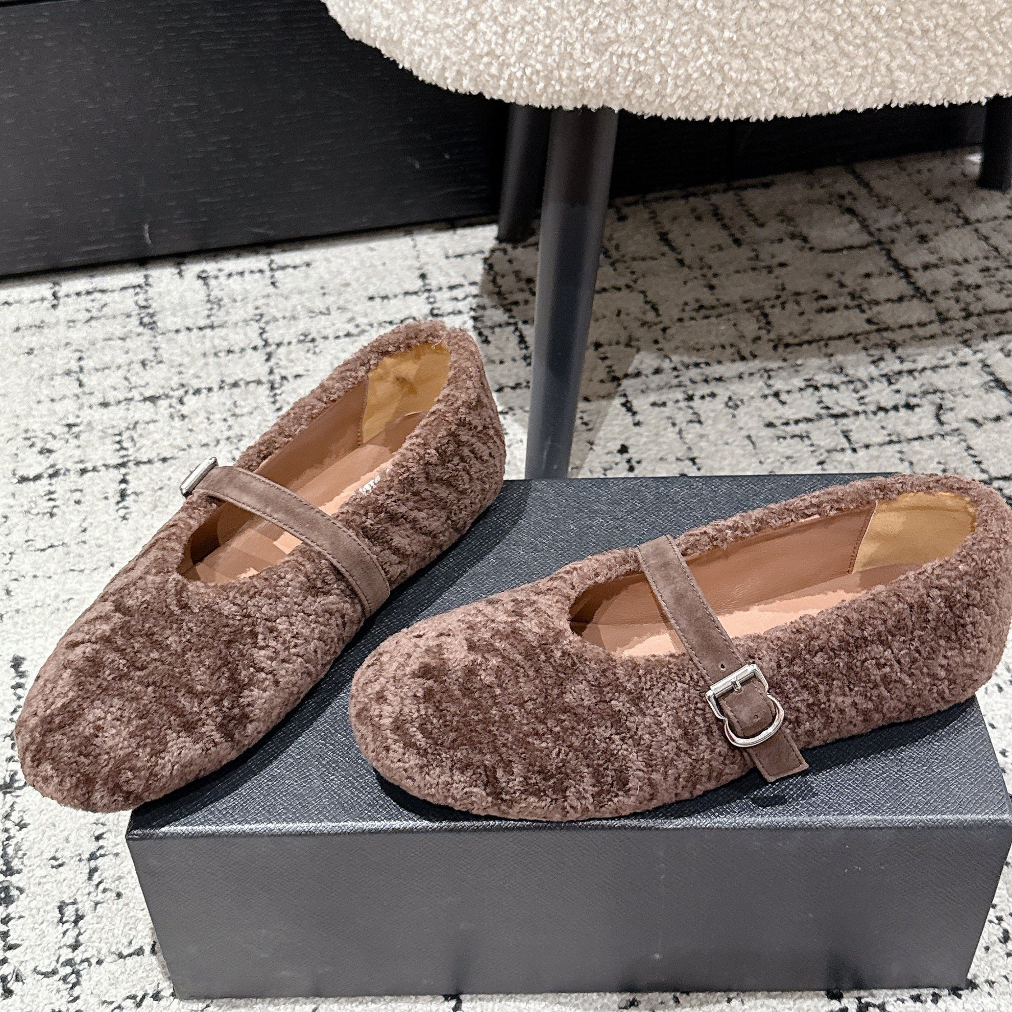 Alaia 2025 Ballet Flat Brown Wool 558650