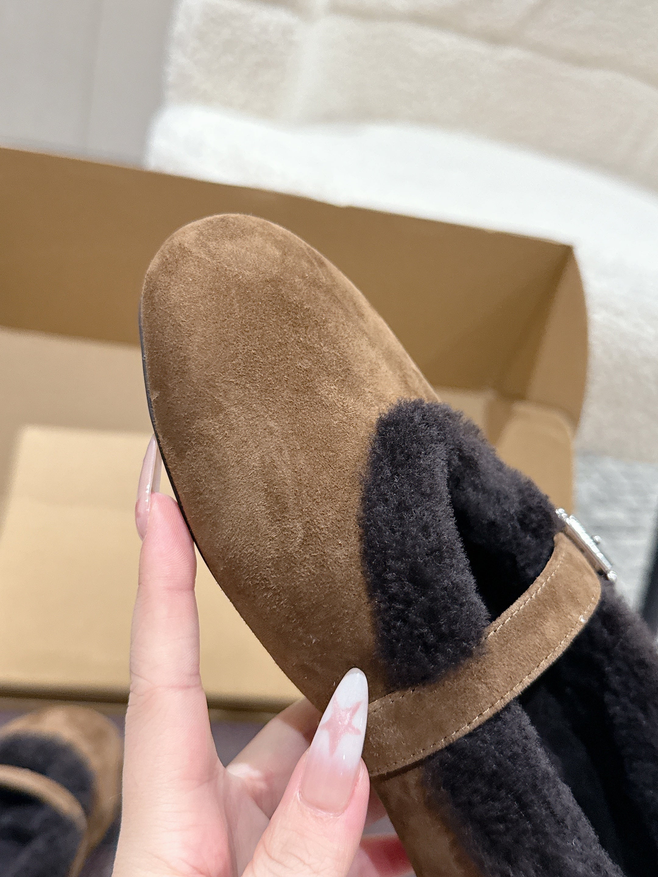 Alaia 2025 Ballet Flat Brown Black Suede Wool 558672