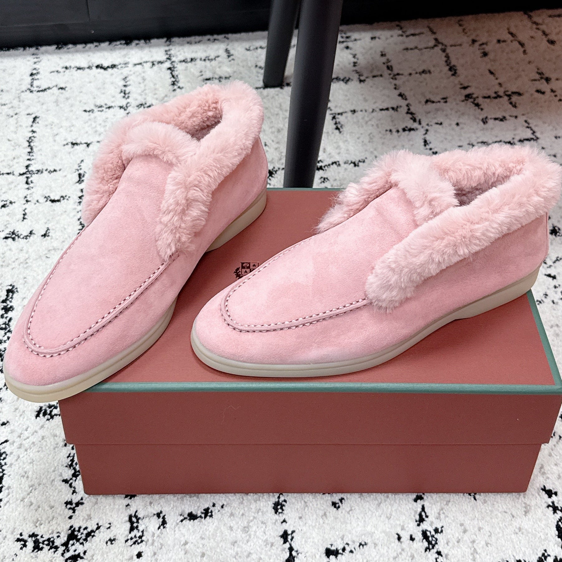 LP 26SS Open Walk Ankle Boot Pink Suede Fur 617381