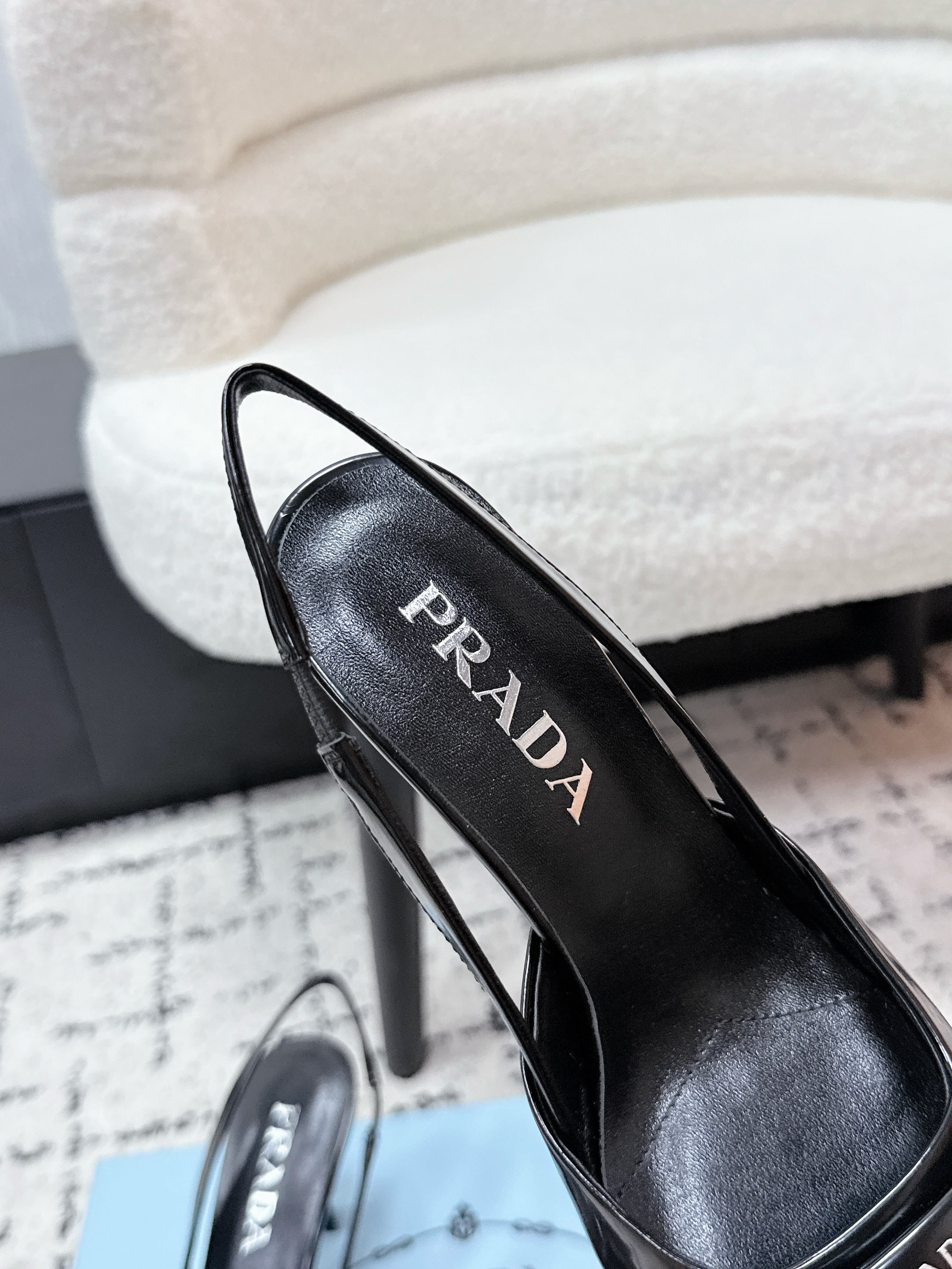 Prada 2026 Logo-Plaque Slingback Pumps 75mm Leather 769775