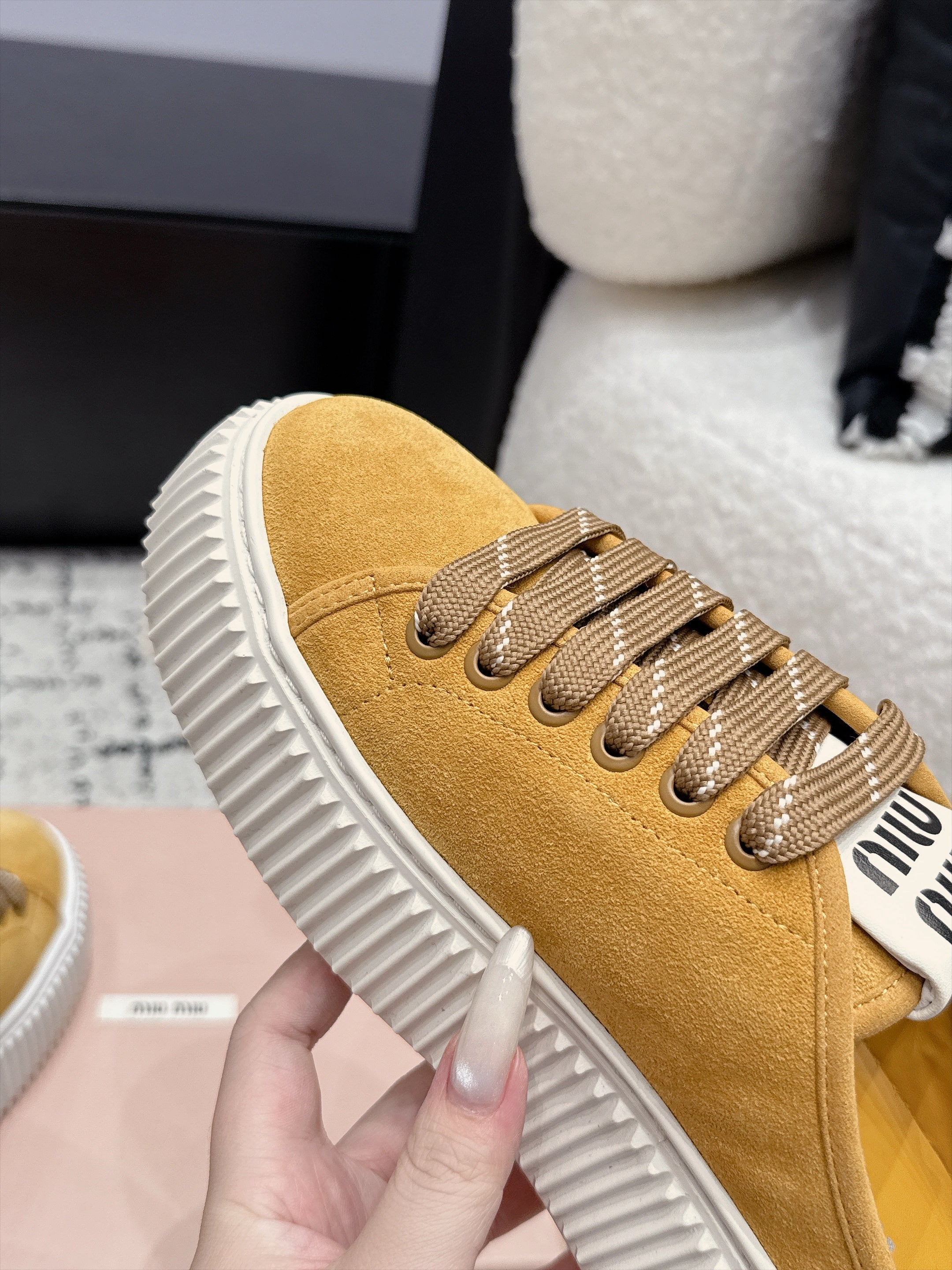 Miumiu 2026 Platform Mule Yellow Suede 955044