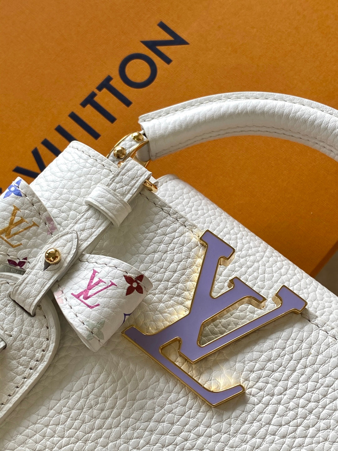 LV x TM 2026 Capucines Bag White Purple Taurillon Cowhide Leather 281559