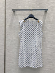 LV 25 Simple Dress White Blue Cotton