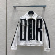 CD 2025 "Dior" Bomber Jacket Black White Cotton