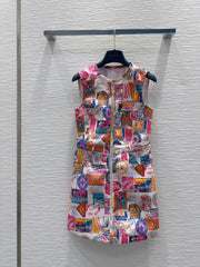 LV 25 Cheerful Pattern Dress Mulicolor Polyester Cotton
