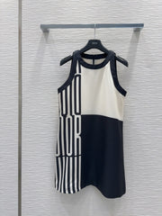CD 2025 Suspender Skirt Black White Polyester