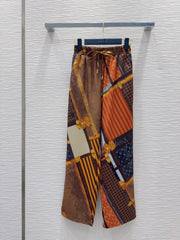 LV 25 Retro Elegant Trousers Multicolor Polyester