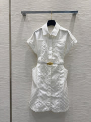 LV 25S Classic Stylish Dress White Polyester