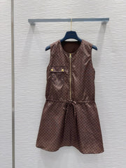 LV 25 Elegant Vest Dress Brown Polyester