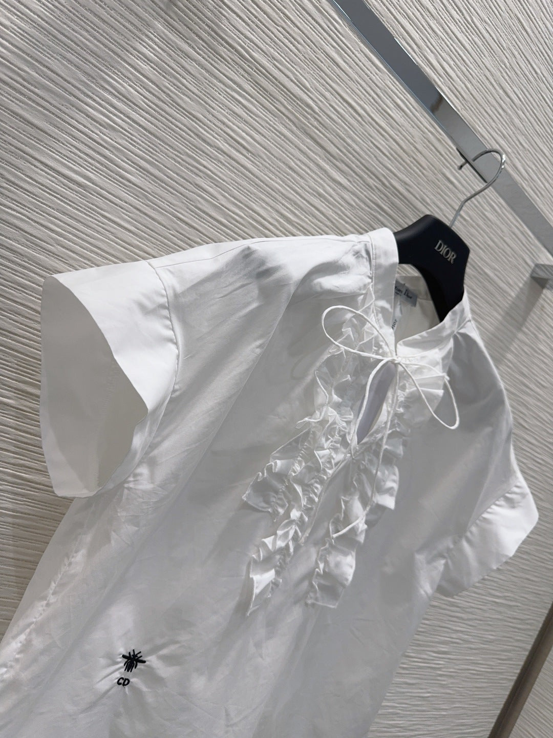 Dior 2026 White Blouse With Ruffled Neckline Cotton 476538