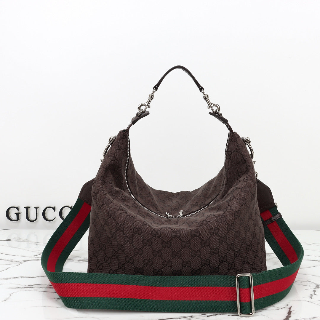 Gucci 2026 Brera Large Crossbody Bag Dark Brown Canvas