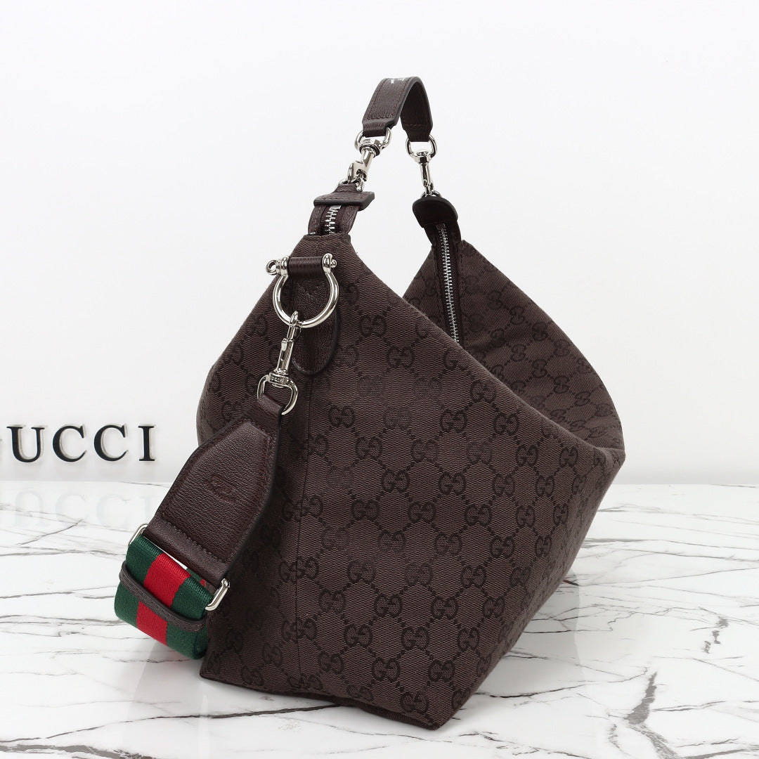 Gucci 2026 Brera Large Crossbody Bag Dark Brown Canvas