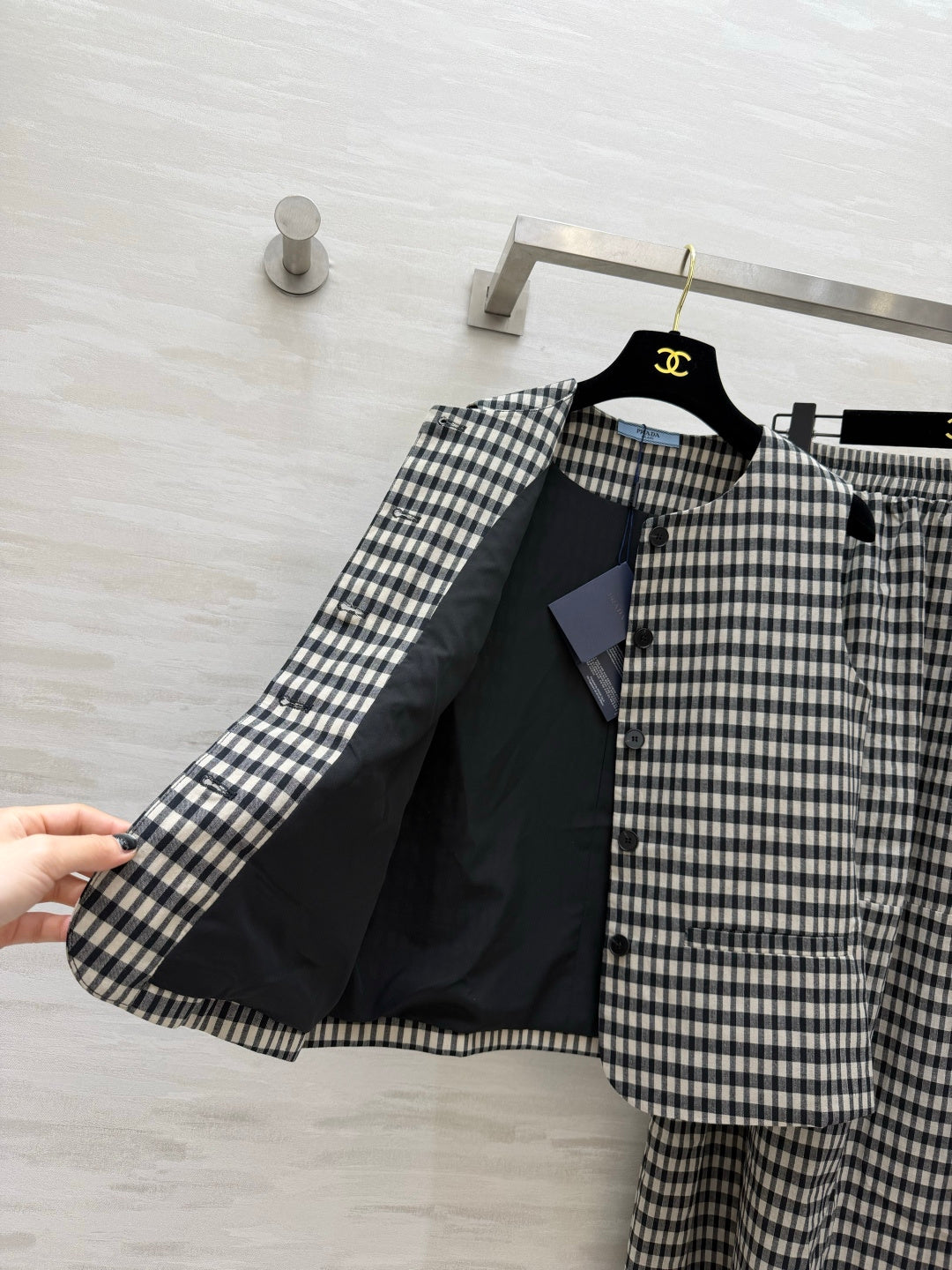 Prada 2026 Vest shirt And Midi Skirt Set Black Cotton 403394