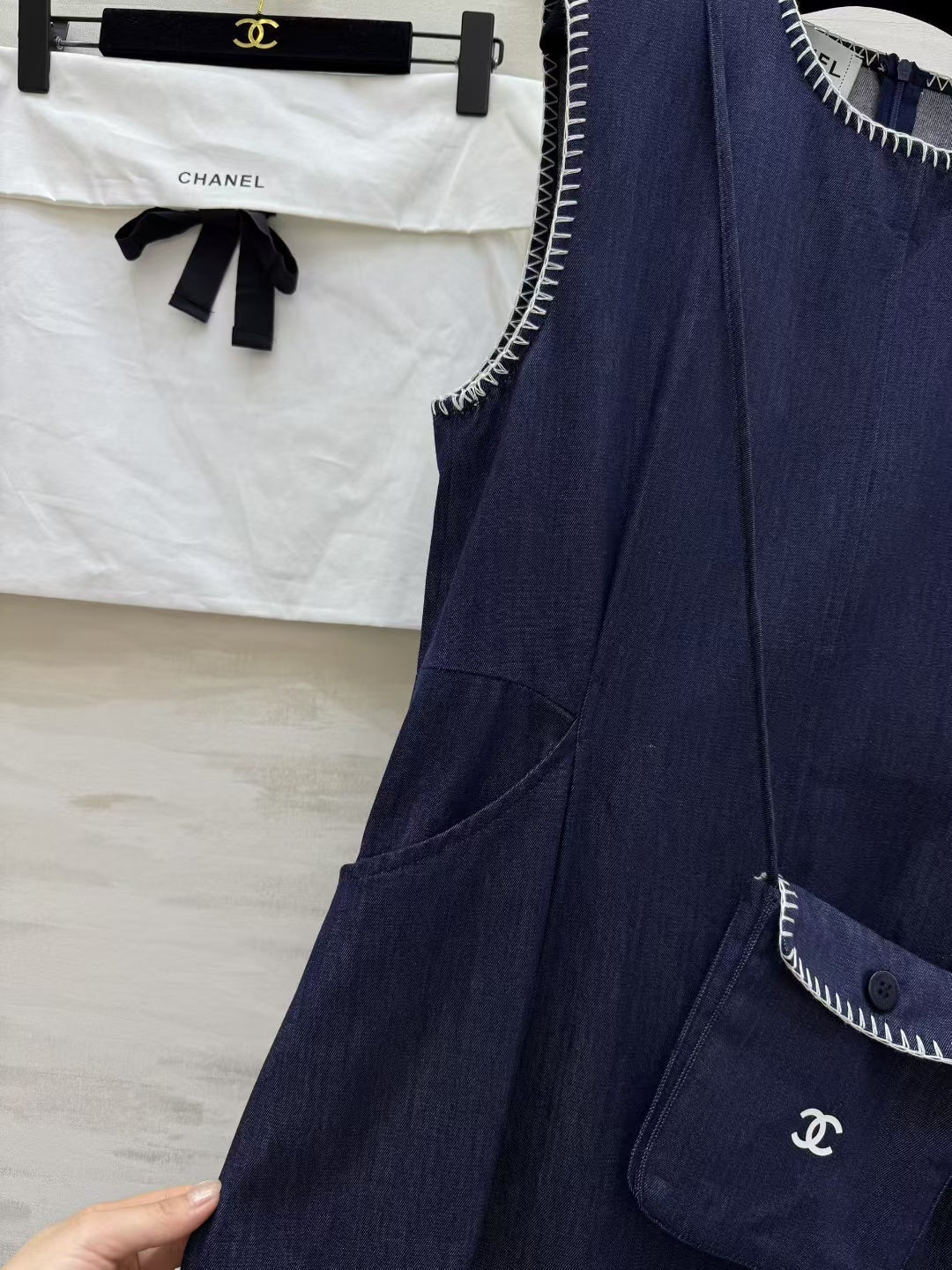 Chanel 2026 Mini Backpack Vest Dress Blue Cotton 408534