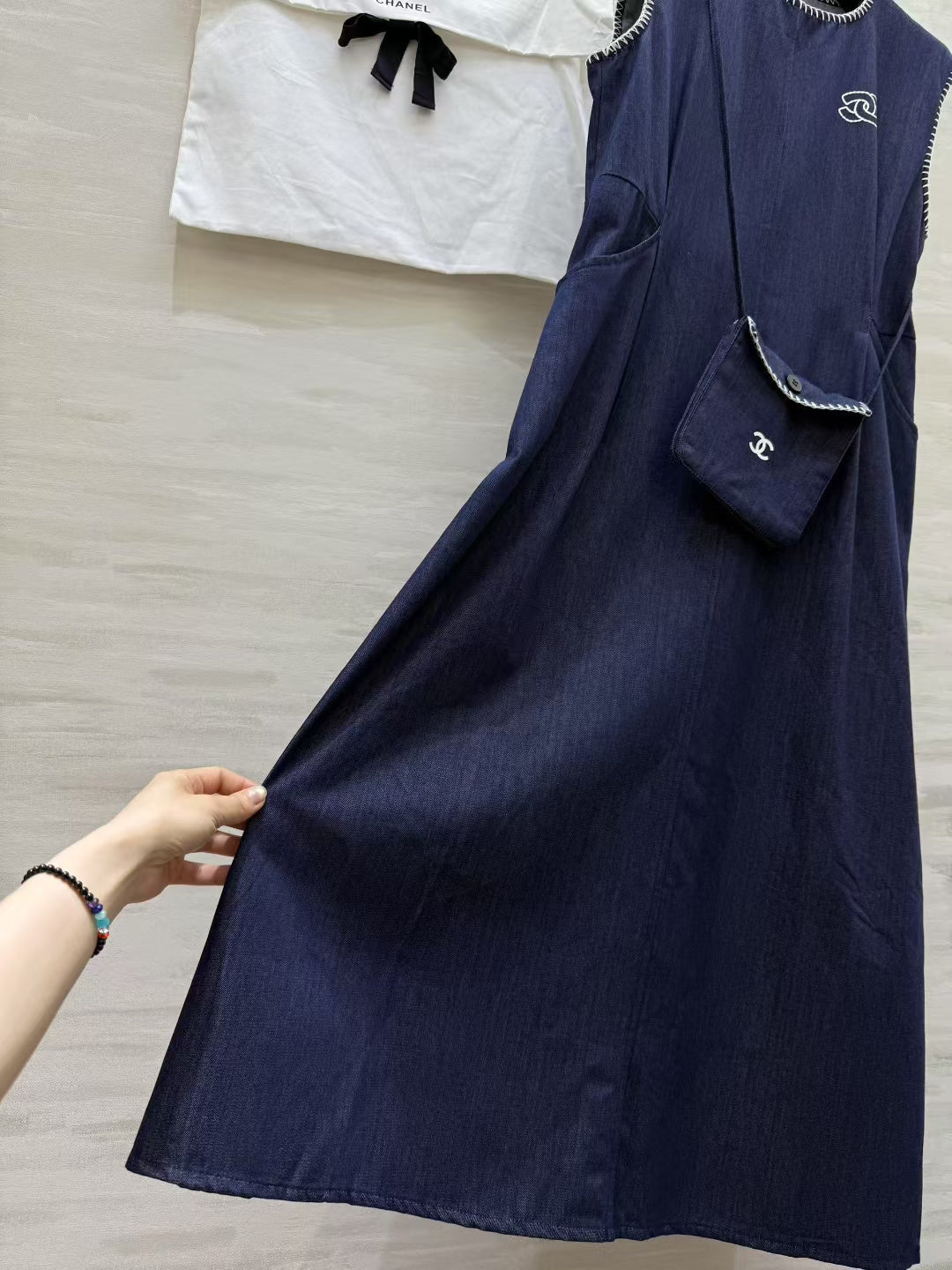 Chanel 2026 Mini Backpack Vest Dress Blue Cotton 408534