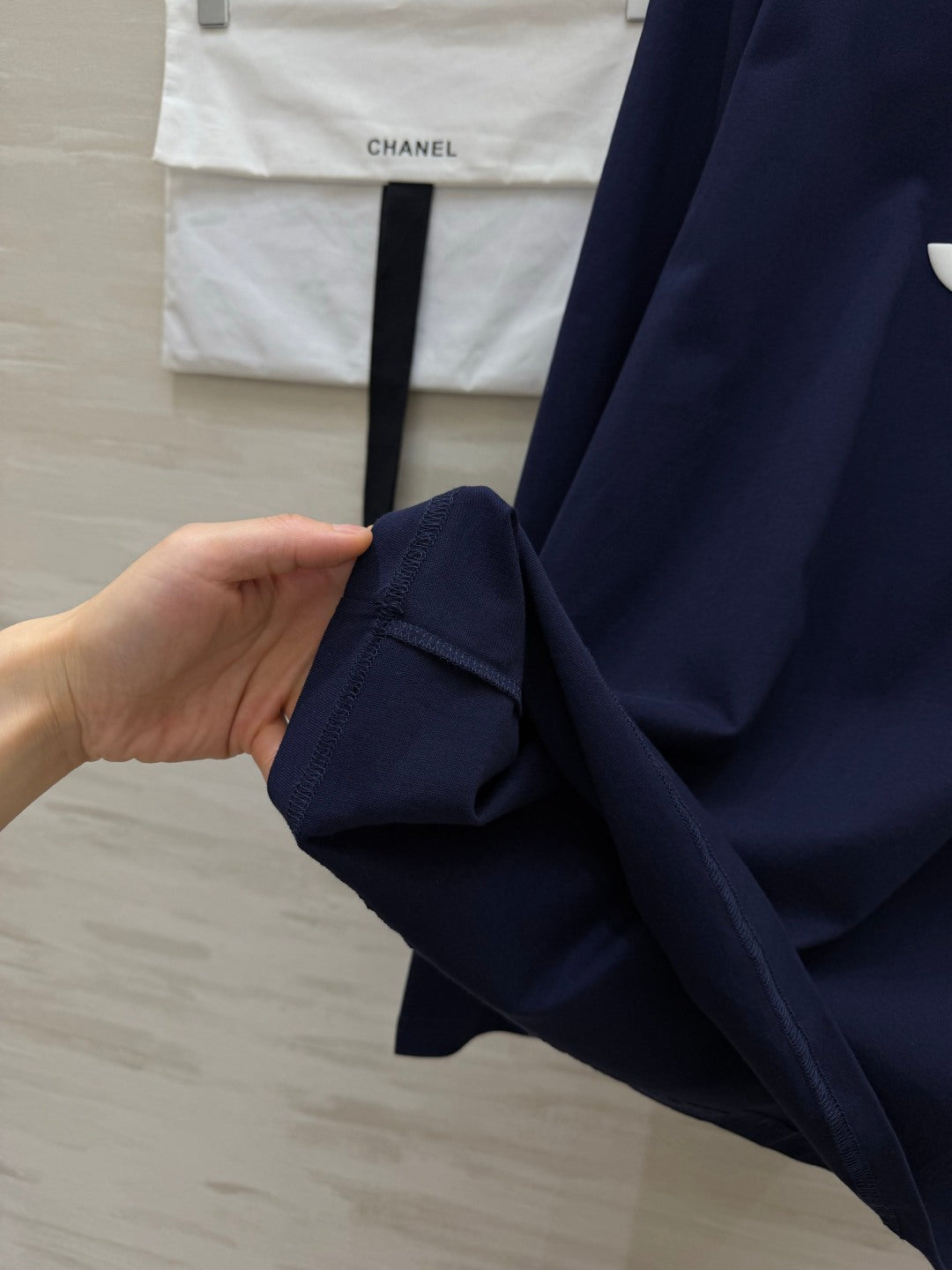 Chanel 2026 Navy Blue Double C Long-Sleeve T-Shirt