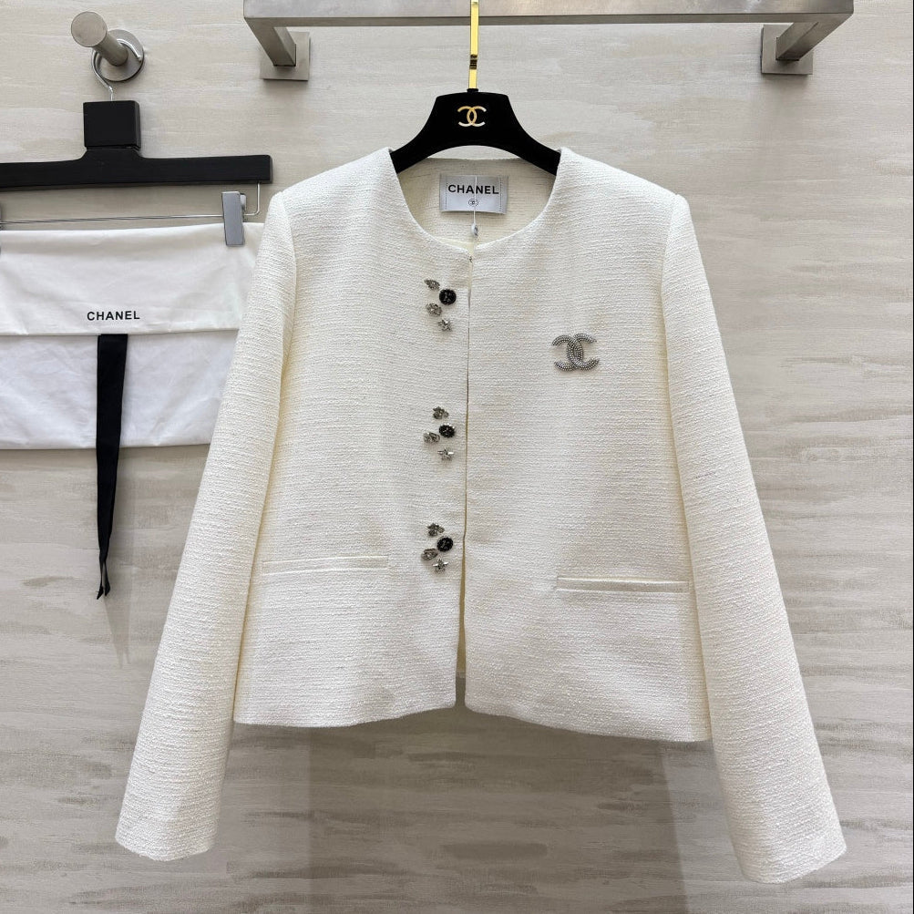 Chanel 2026 Jacket Cream-white Tweed Fabric 423386