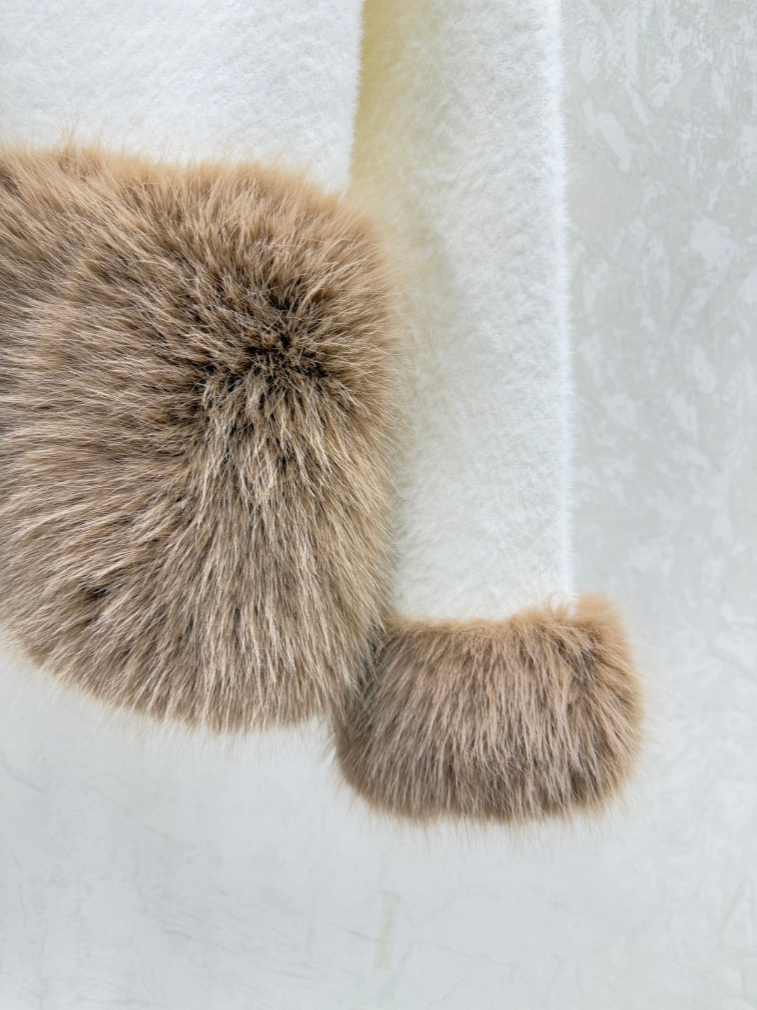 Chanel 2025 Cardigan White and Black Wool Faux Fur Trim