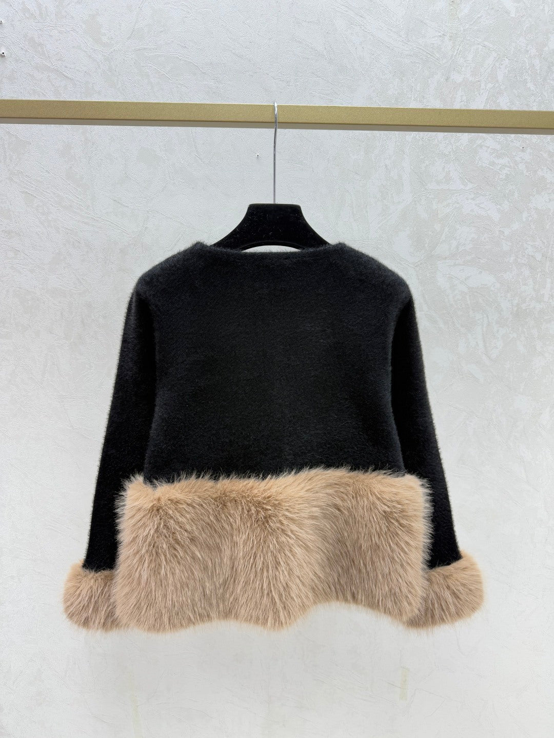 Chanel 2025 Cardigan White and Black Wool Faux Fur Trim