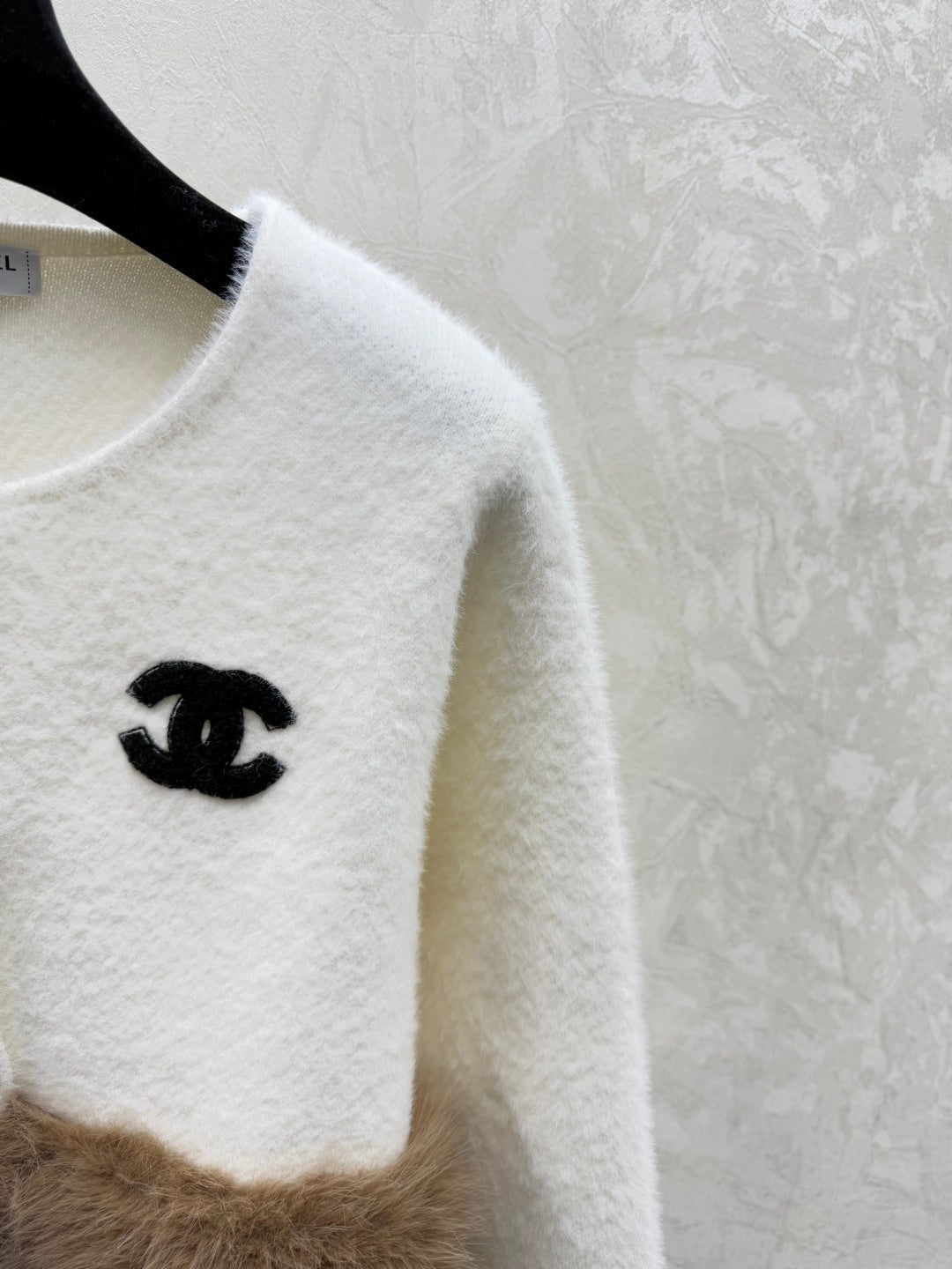 Chanel 2025 Cardigan White and Black Wool Faux Fur Trim