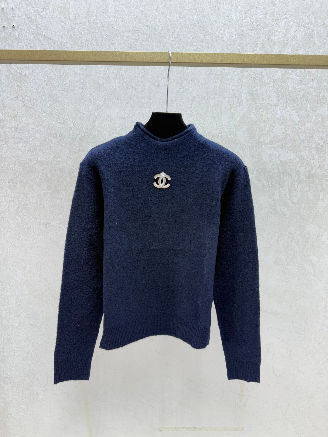 Chanel 2025 Knitted High Neck Long-Sleeved Sweater Wool Cashmere 734803
