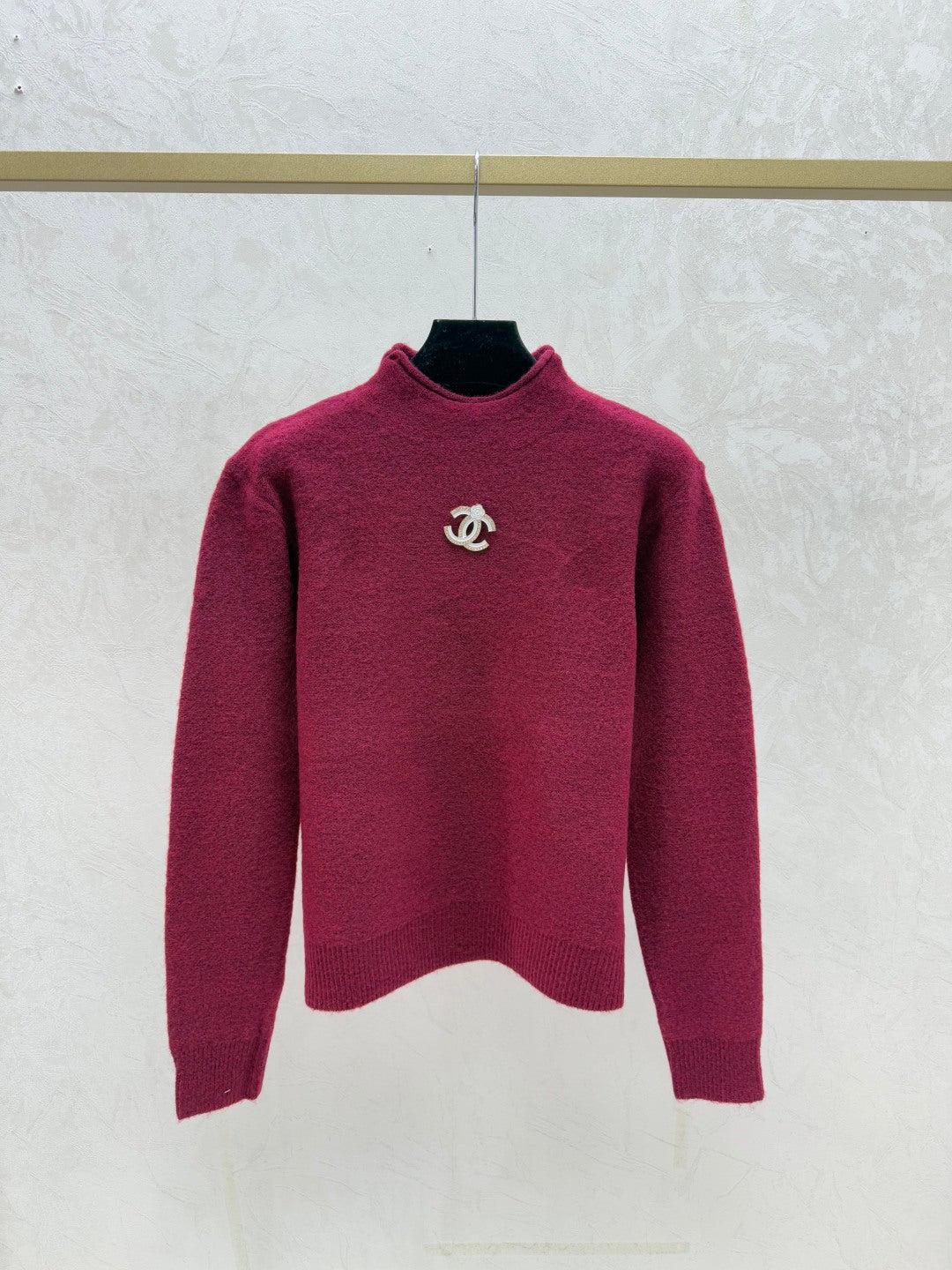 Chanel 2025 Knitted High Neck Long-Sleeved Sweater Wool Cashmere 734803