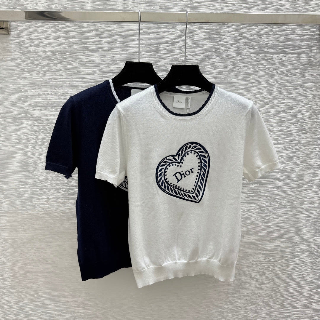 Dior 2026 Heart Knitted Short-Sleeve T-Shirt Wool 758717