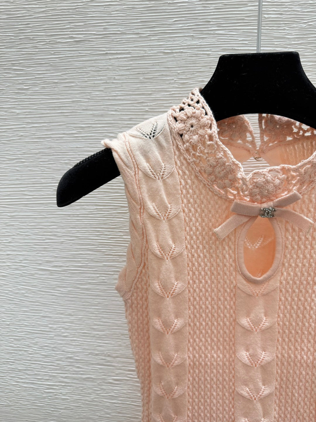 Chanel 2026 Floral Hollow-Out Knitted Vest Pink Cotton 731449
