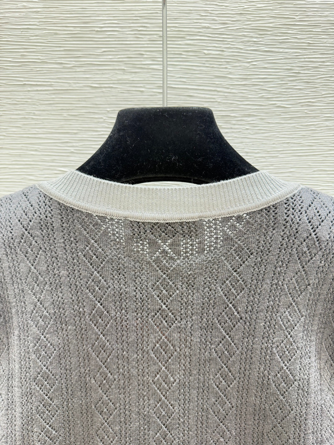 Miumiu 2026 Two-Piece Crew Neck Knitted Long-Sleeve Cardigan Grey Wool 244674