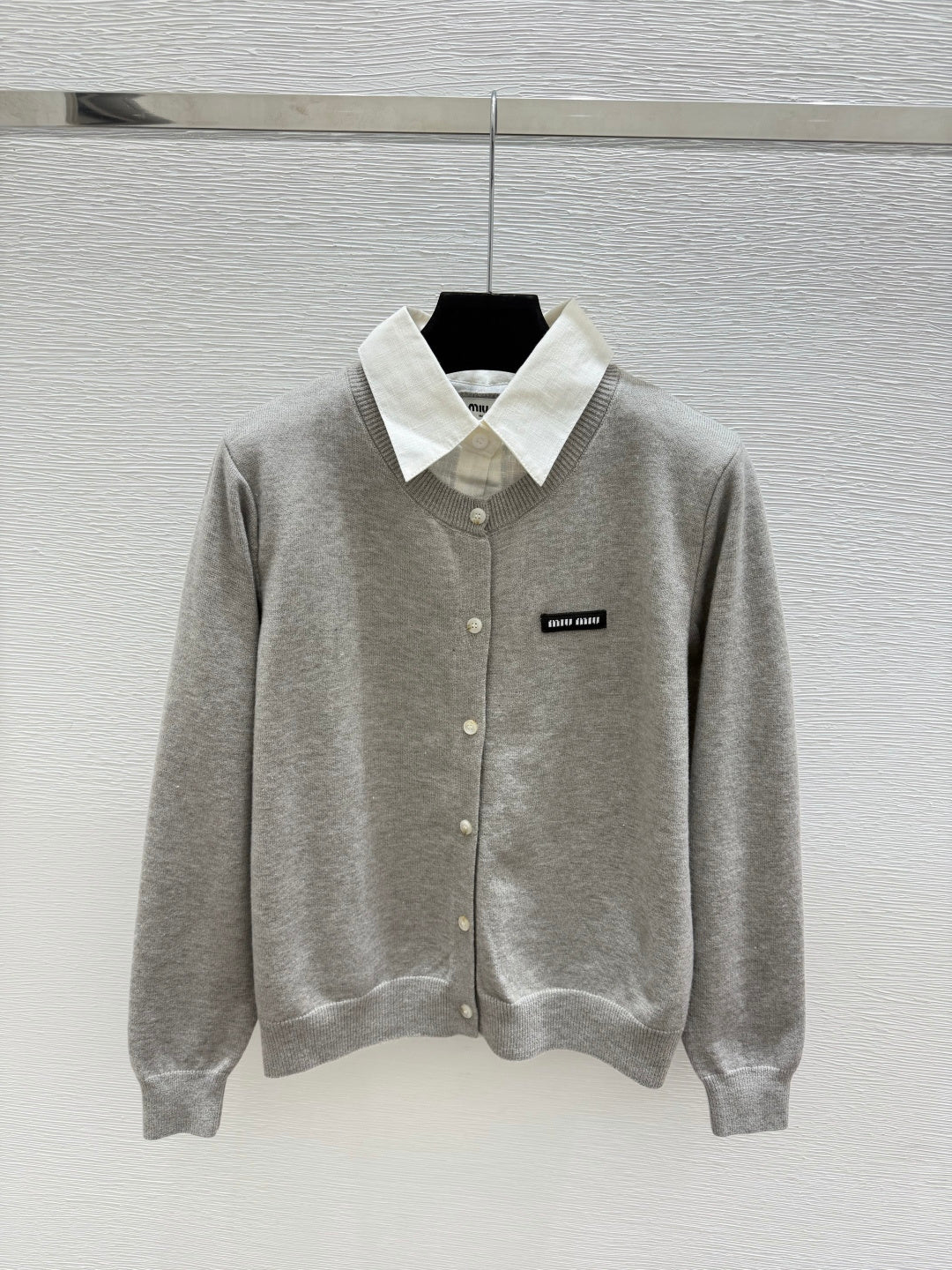 Miumiu 2026 Collar Knit Long-Sleeve Cardigan Wool 244676