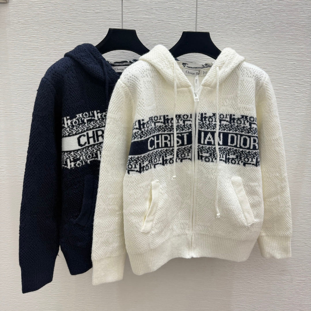 Dior 2026 Hooded Knitted Long-Sleeve Cardigan Wool 913514