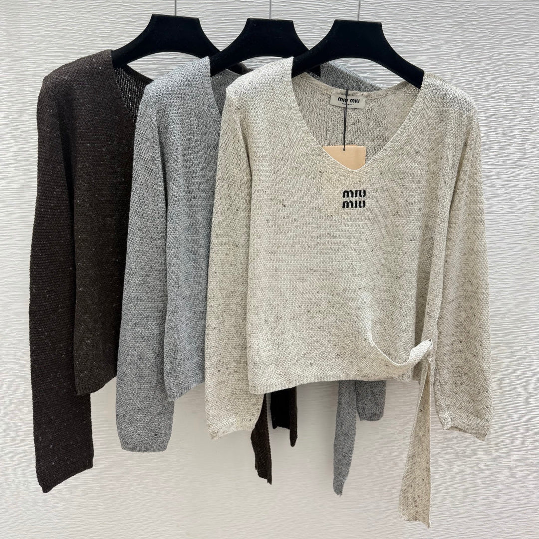 Miumiu 2026 V-Neck Knitted Long Sleeve Wool 913487