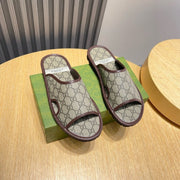 GG Men's Slide Brown Printed Fabric 544369