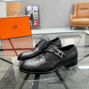 HM Men's Loafer Embossed Black Cowhide 638516