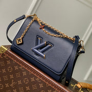 Twist MM Slim 23cm Dark Blue Calfskin 251410