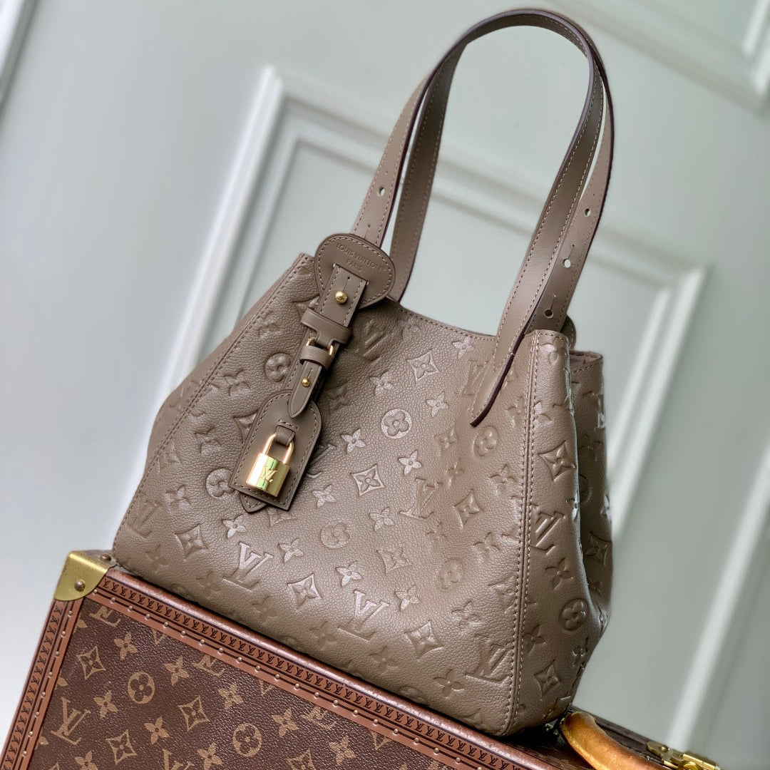 LV 2025 Louis Vuitton All In One MM Bag 40cm Gray Monogram Empreinte Leather 343619
