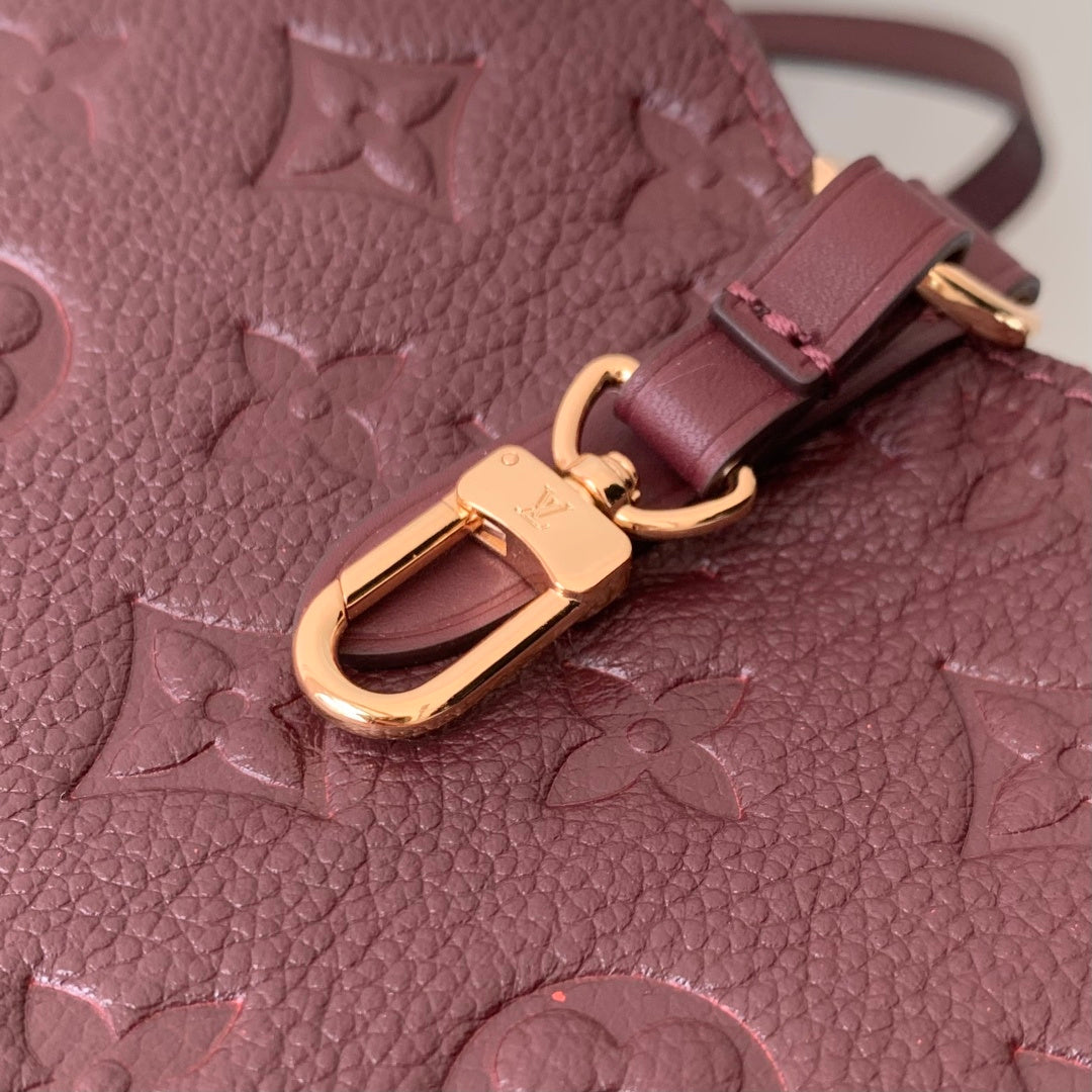 LV 2025 Louis Vuitton All In One MM Bag 56cm Wine Red Monogram Empreinte Leather 343623