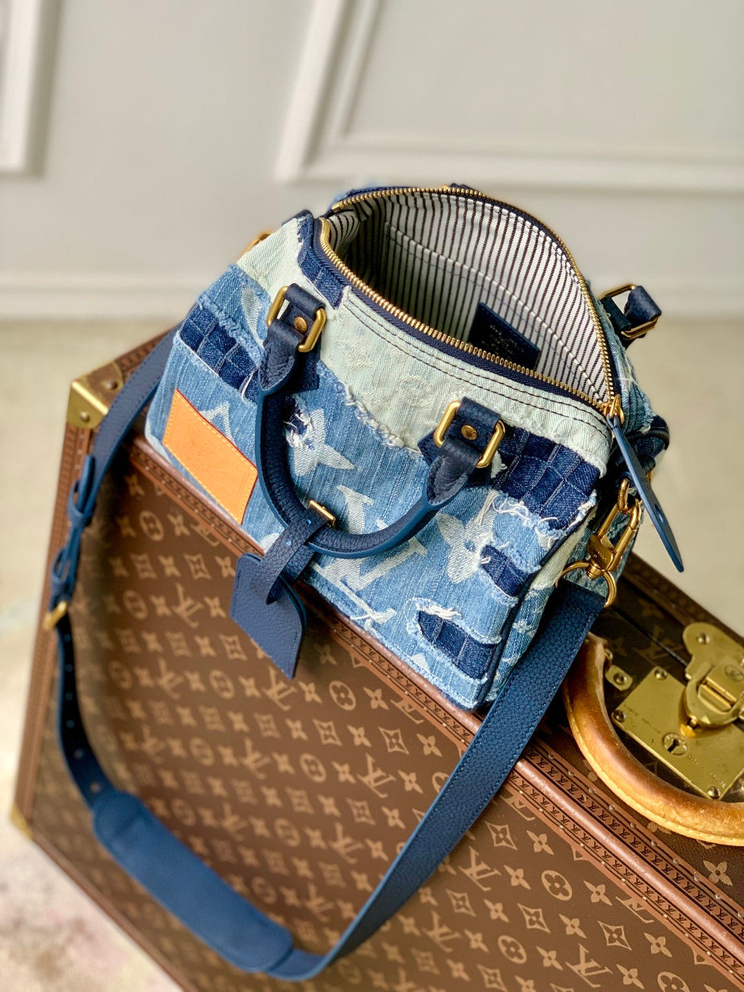 LV 2025 Speedy 25 Bandoulière Bag Blue Denim Cowhide 345308