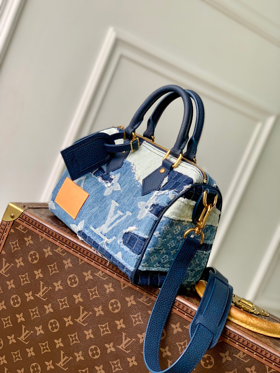 LV 2025 Speedy 25 Bandoulière Bag Blue Denim Cowhide 345308