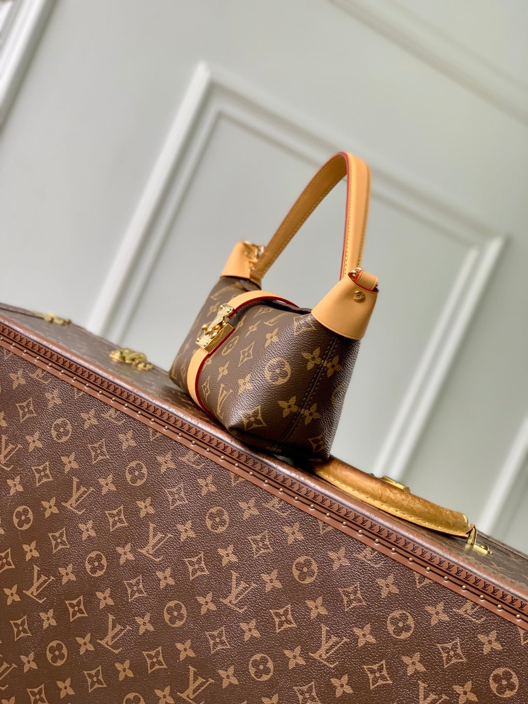 LV 2025 Pochette Mia Camel Brown Leather Canvas 346572