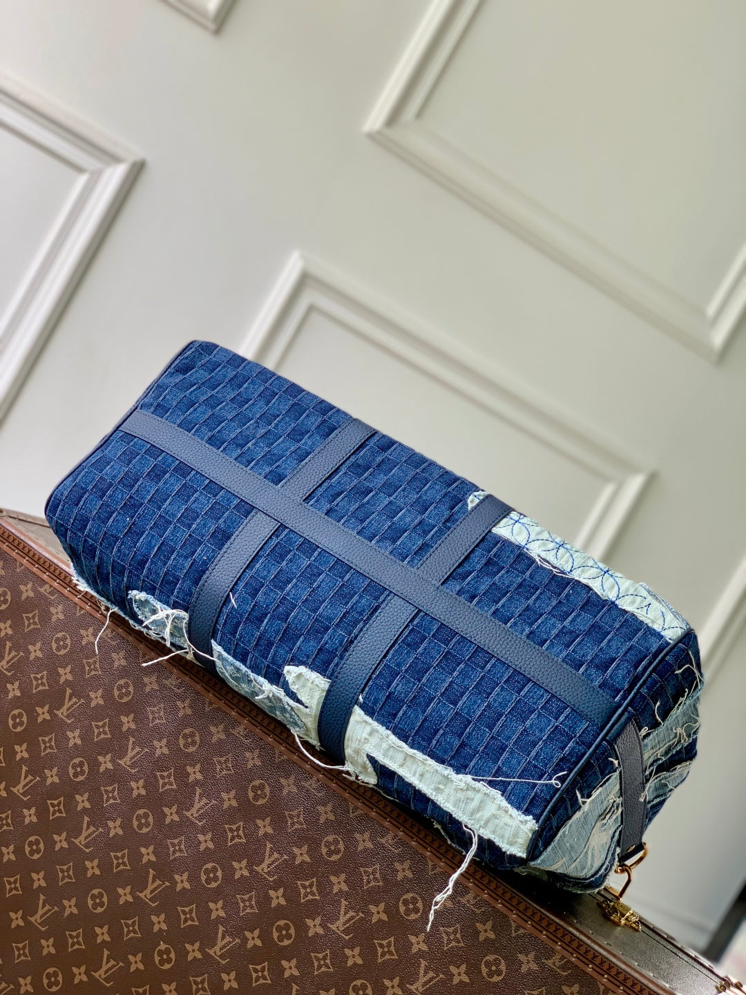 LV 2025 Keepall Bandoulière 50 Bag Blue Denim Cowhide 346569